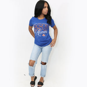 Savannah State | FANCY ALUMNI Royal Blue Ladies Tees  -Z-