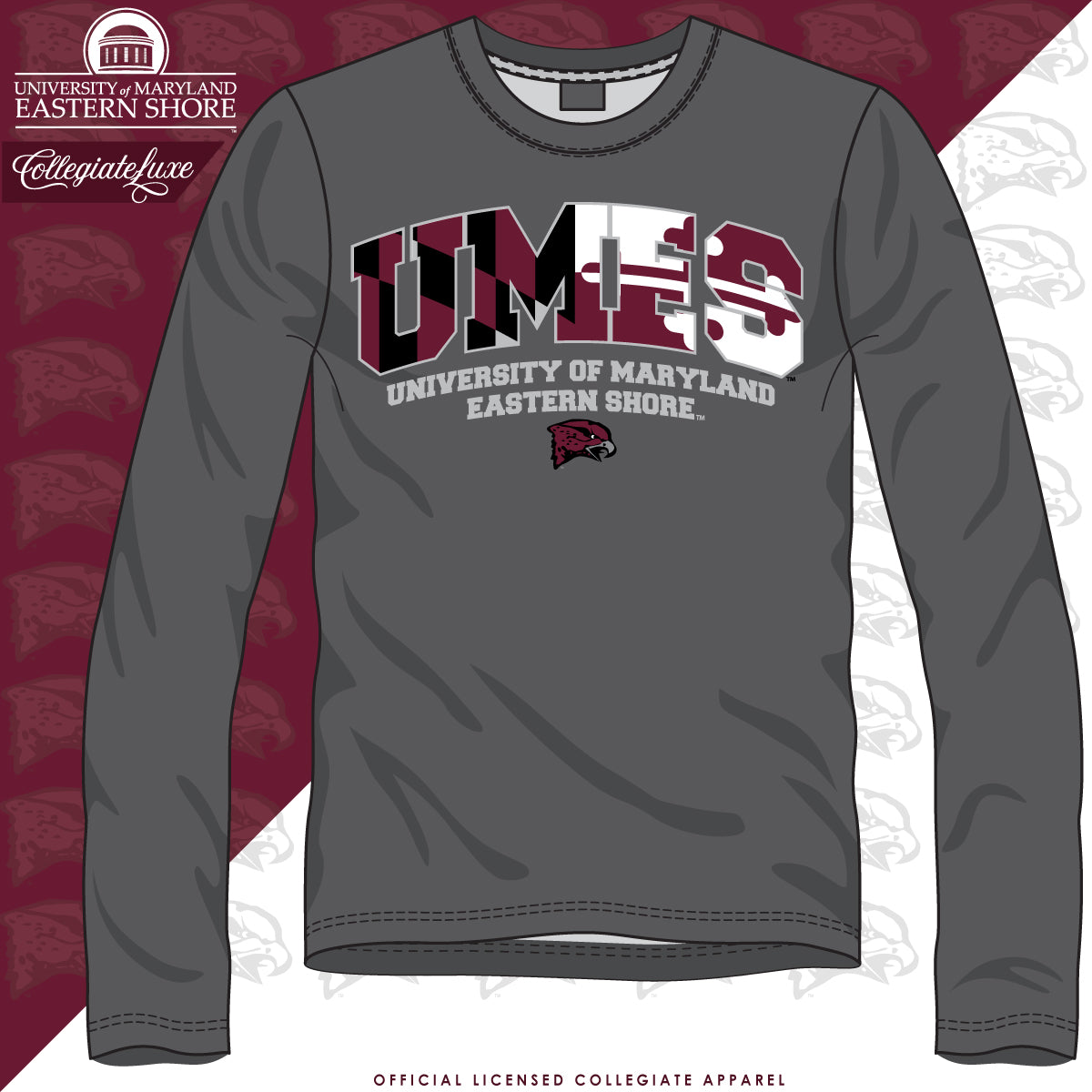 UMES | FLAG COLOR Gray Long Sleeve Unisex Tees -Z-