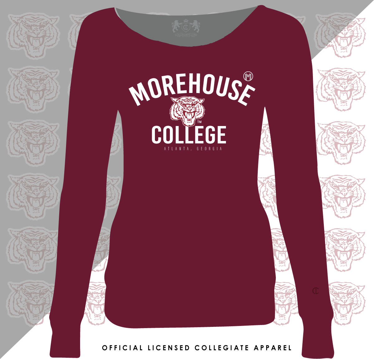 MOREHOUSE | Tiger LOGO Maroon Ladies Off The Shoulders (Z)