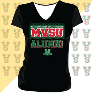 MVSU |  90s ALUMNI Black Ladies Vneck Tees