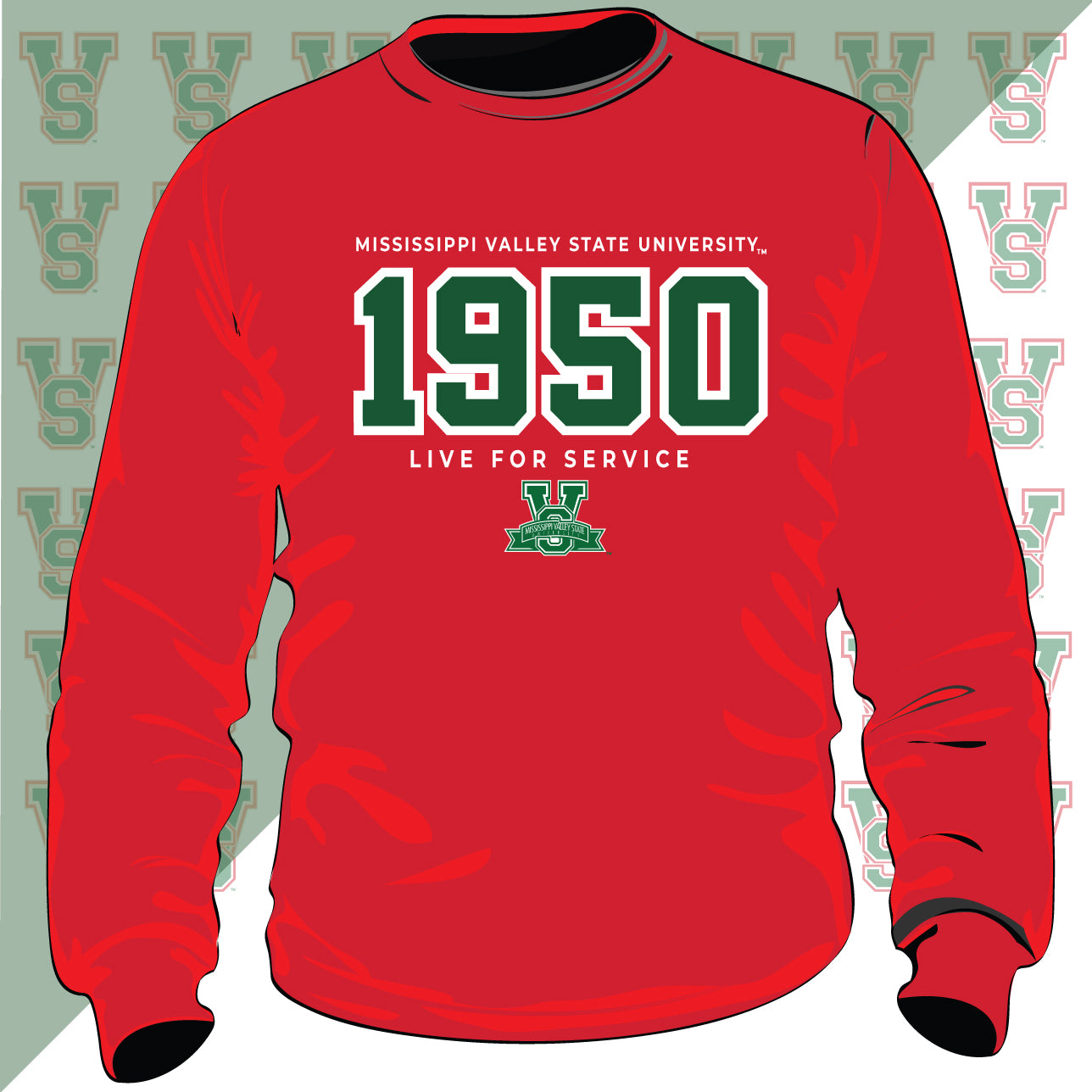 MVSU |  EST. 1950  RED  Unisex Sweatshirt (n)