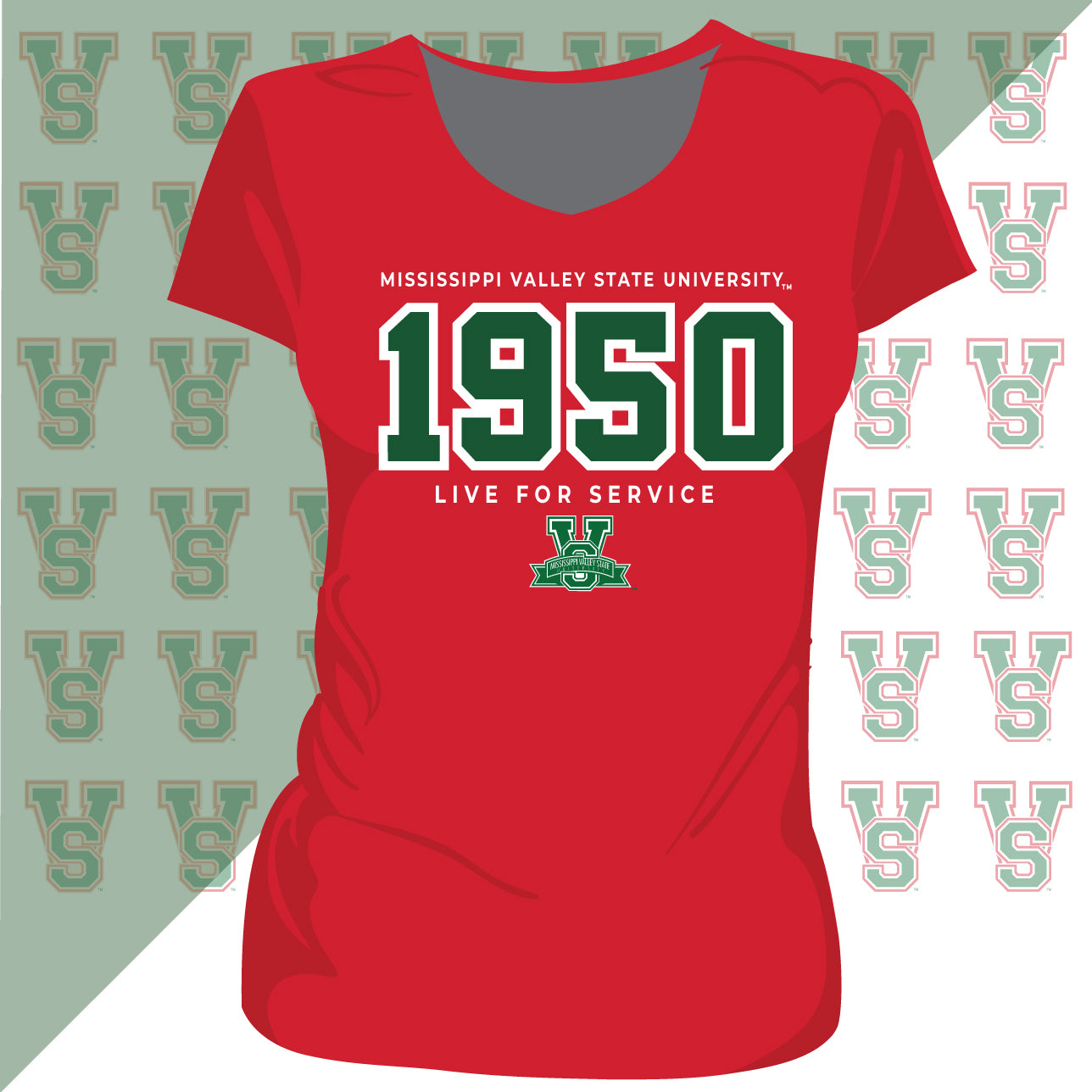 MVSU | EST. 1950 RED Ladies Tees (Z)