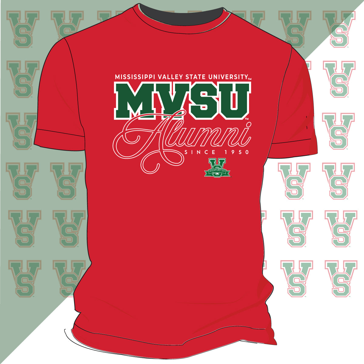 MVSU |  Fancy ALUMNI RED Unisex Tees (z)
