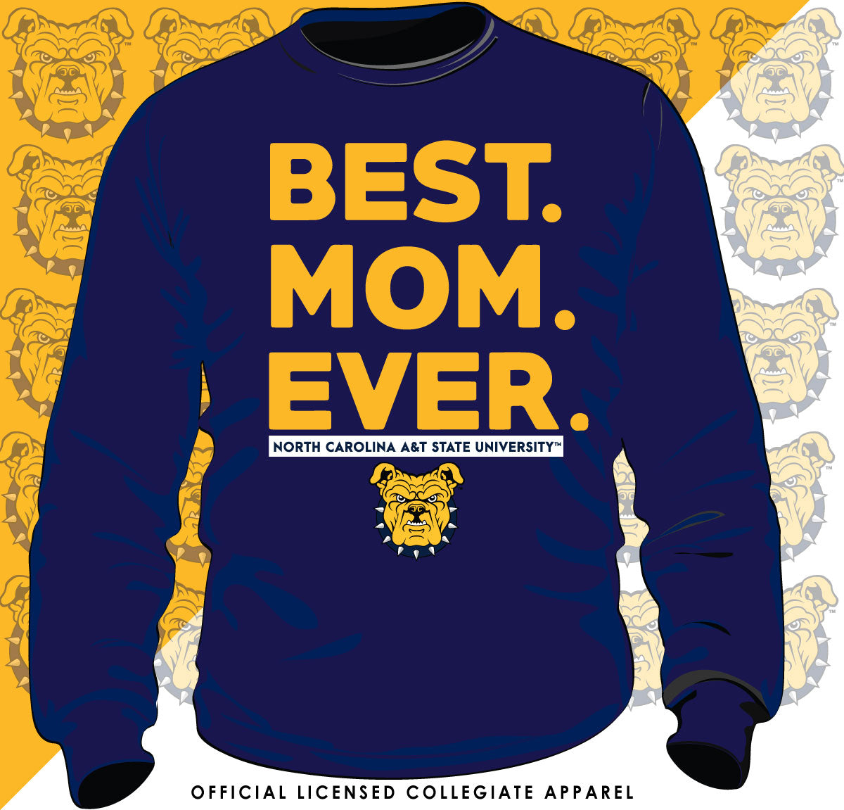 NC A&T AGGIE | Best "MOM" Ever Navy Sweatshirt (DK)