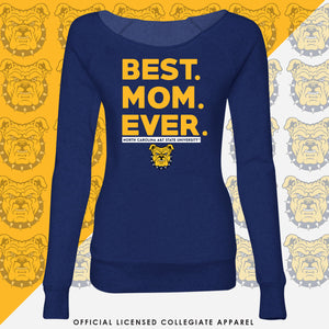 NC A&T AGGIE | Best "MOM" Ever  Navy Ladies Off the Shoulders (z)