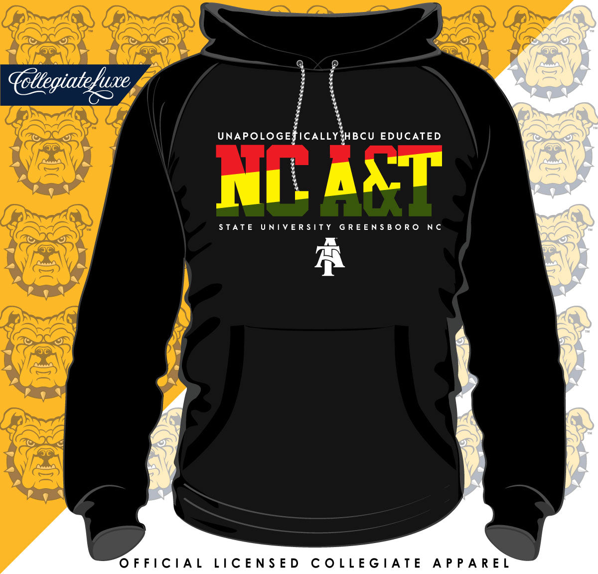 NC A&T AGGIE | 1892 Haile Selassie RASTA Colors Black Hoodie (DK)