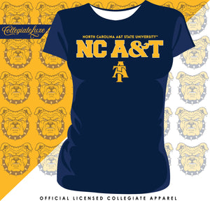 NC A&T AGGIES | Student Logo Navy Ladies Tees ( Z)