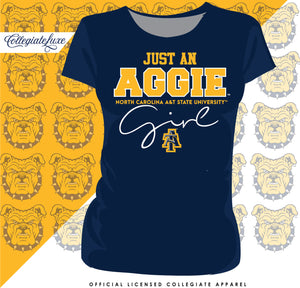 NC A&T SU | Just An Aggie Girl | Navy Ladies Tees -DK-