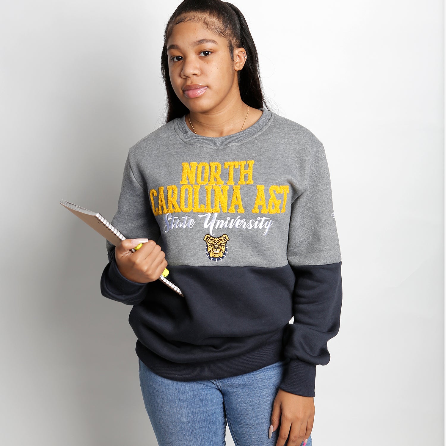 NC A&T AGGIE | THE GRAD | GRAY & NAVY UNISEX SWEATSHIRT -aja