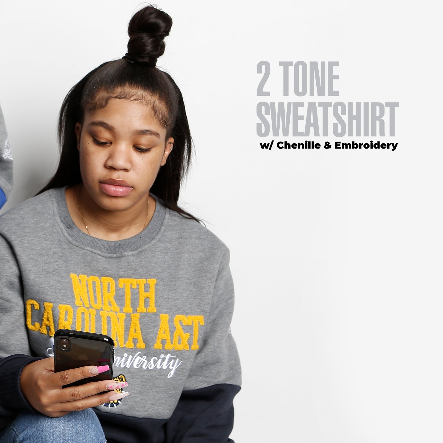 NC A&T AGGIE | THE GRAD | GRAY & NAVY UNISEX SWEATSHIRT -aja