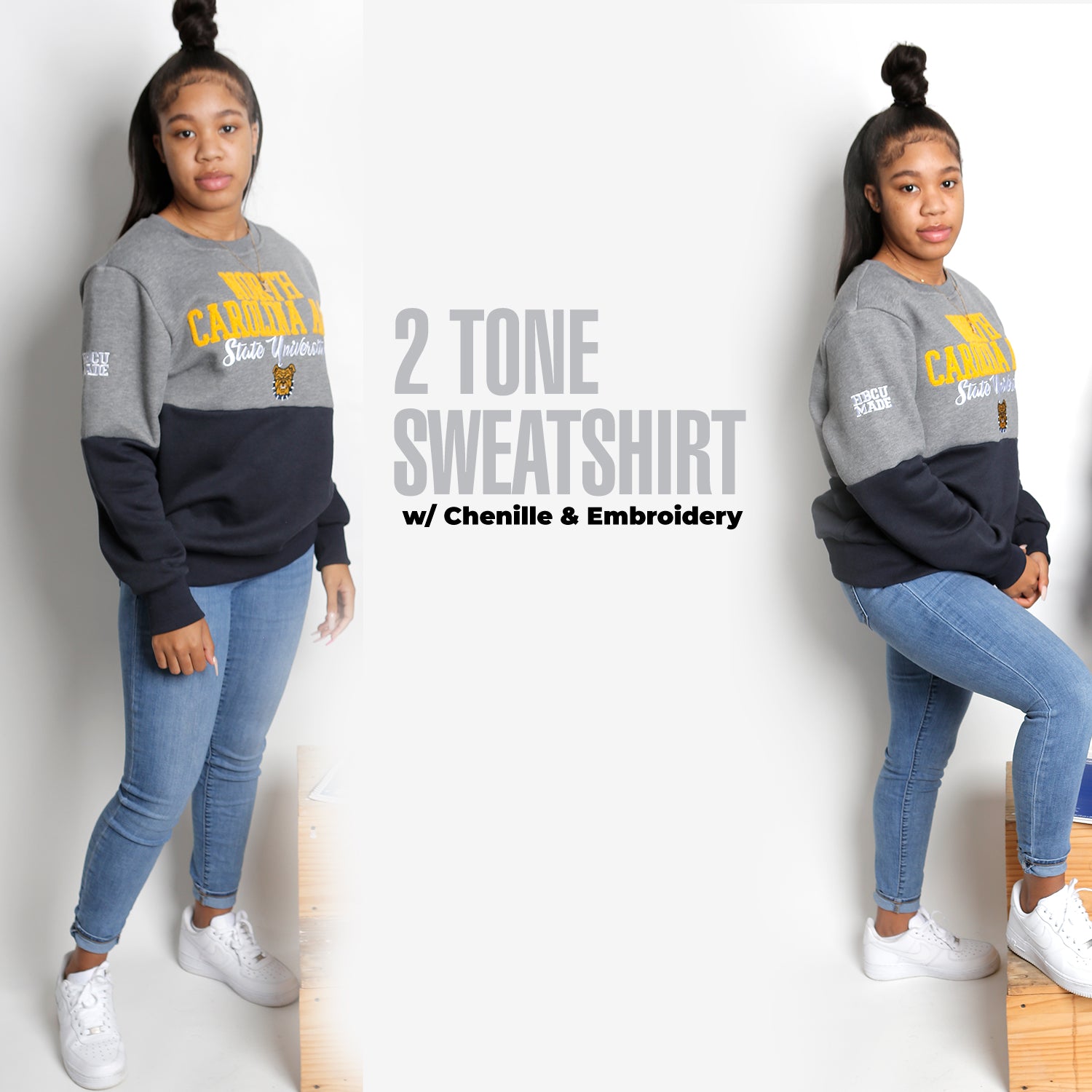 NC A&T AGGIE | THE GRAD | GRAY & NAVY UNISEX SWEATSHIRT -aja