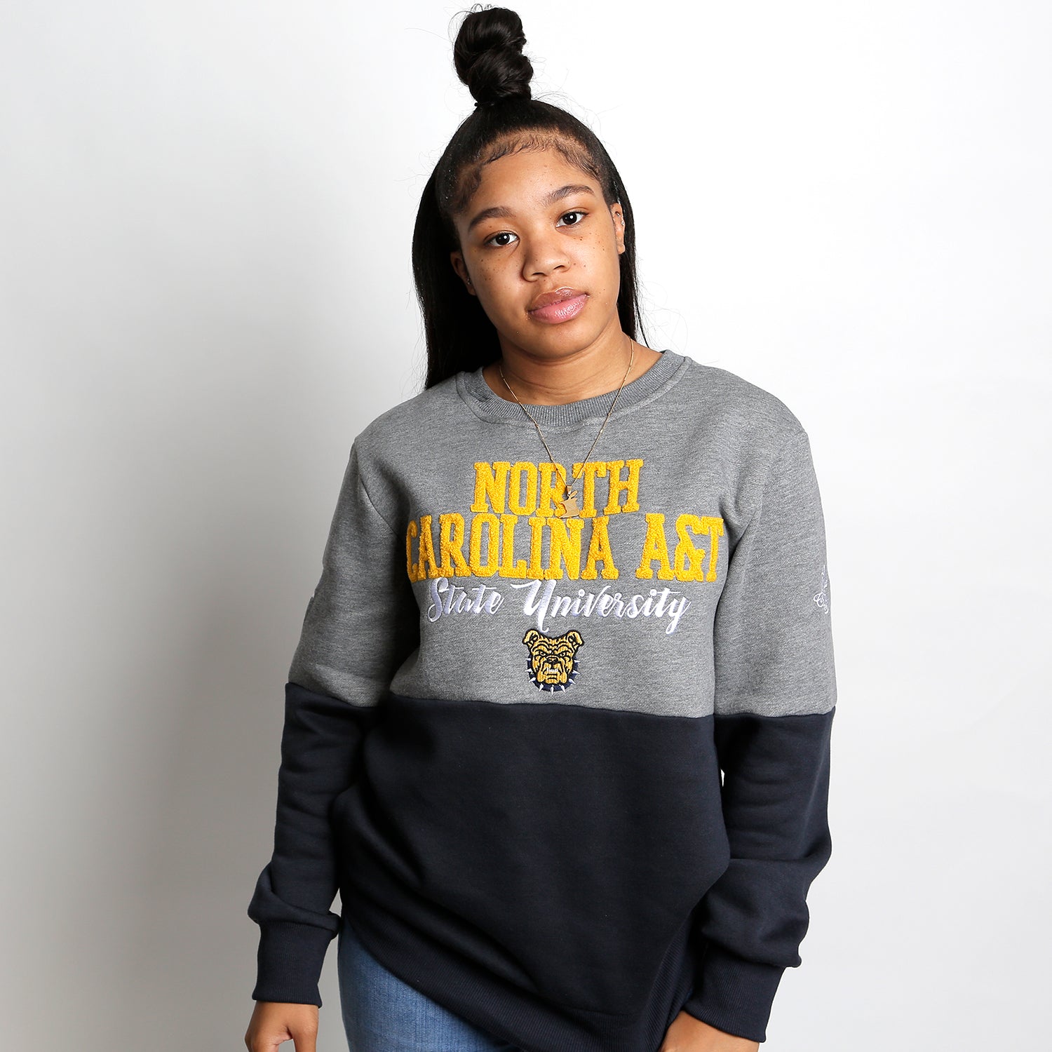 NC A&T AGGIE | THE GRAD | GRAY & NAVY UNISEX SWEATSHIRT -aja