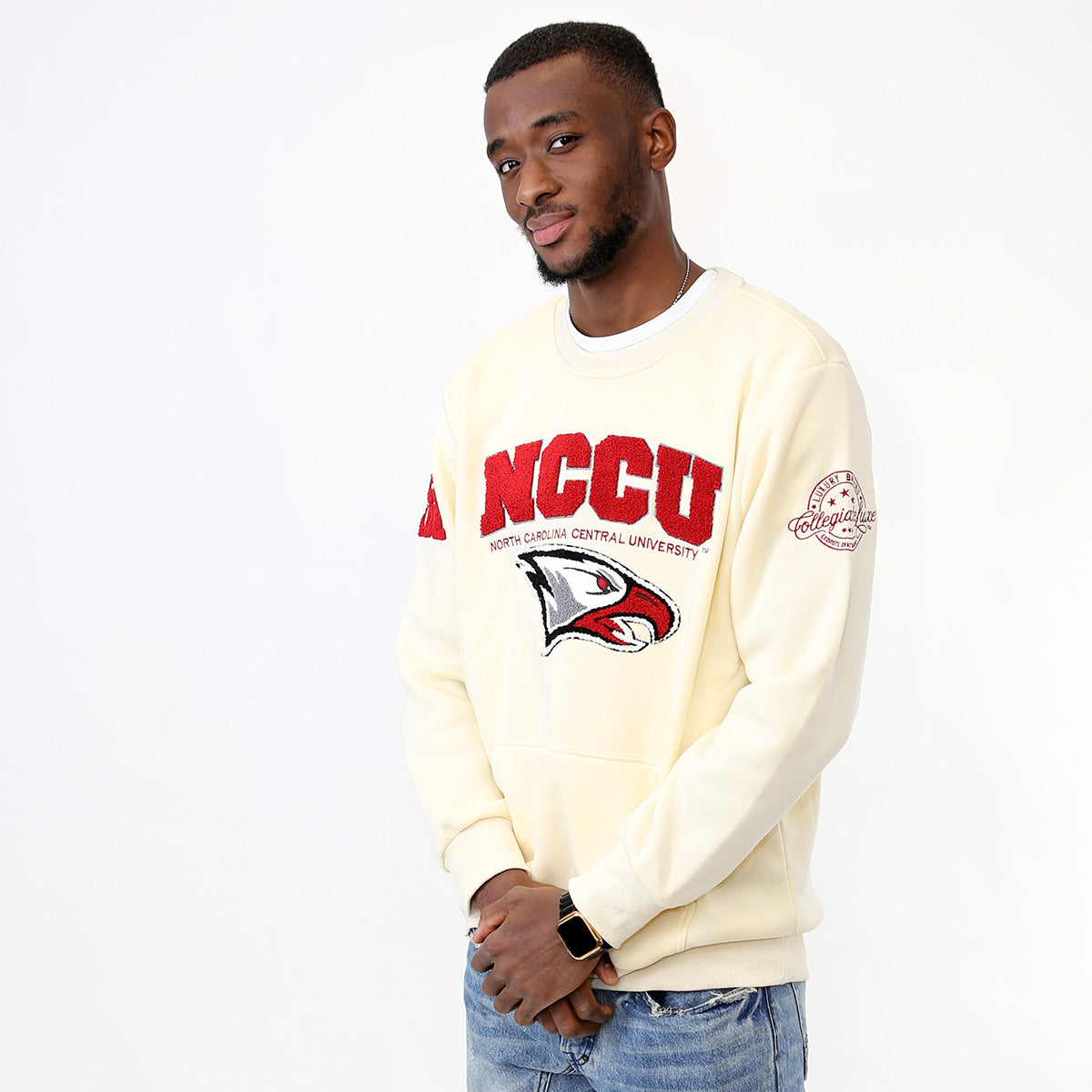 NCCU | CREAM 23 ARCH (Chenille )  UNISEX SWEATSHIRT (aja)