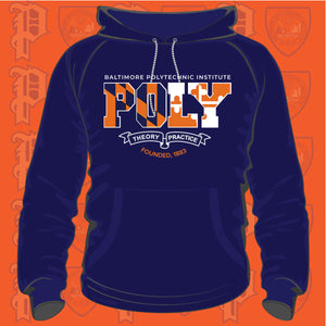 Baltimore Polytechnic Institute | POLY FLAG COLOR Navy Unisex Hoodie -DK-