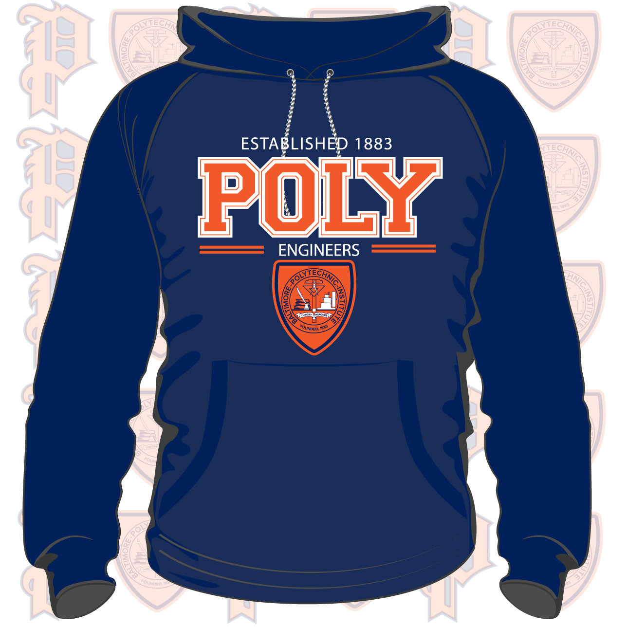 Baltimore Polytechnic Institute | POLY CREST LOGO Unisex Hoodie -DK-