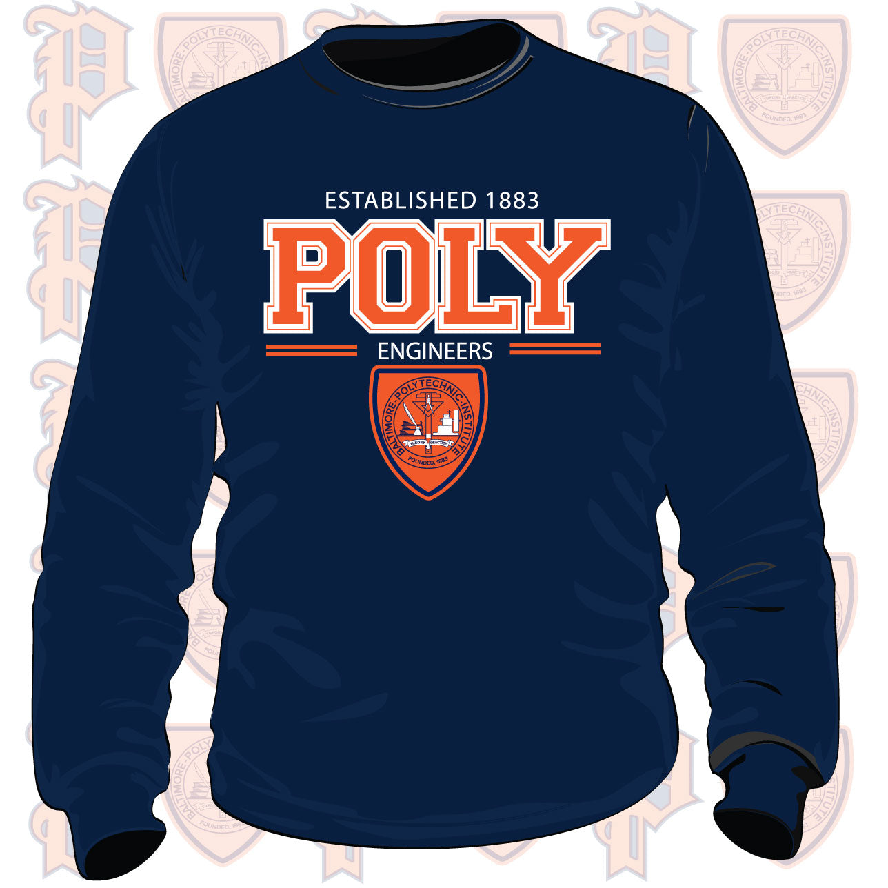 Baltimore Polytechnic Institute | POLY CREST LOGO Unisex Sweatshirt -DK-