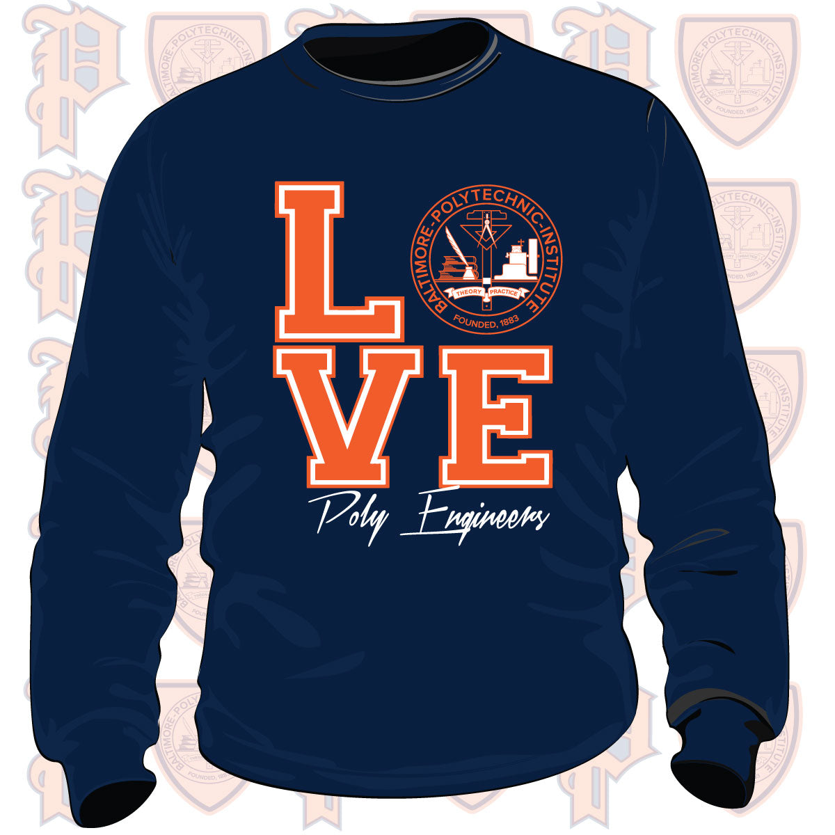 Baltimore Polytechnic Institute | POLY LOVE Navy Unisex Sweatshirt (DK)