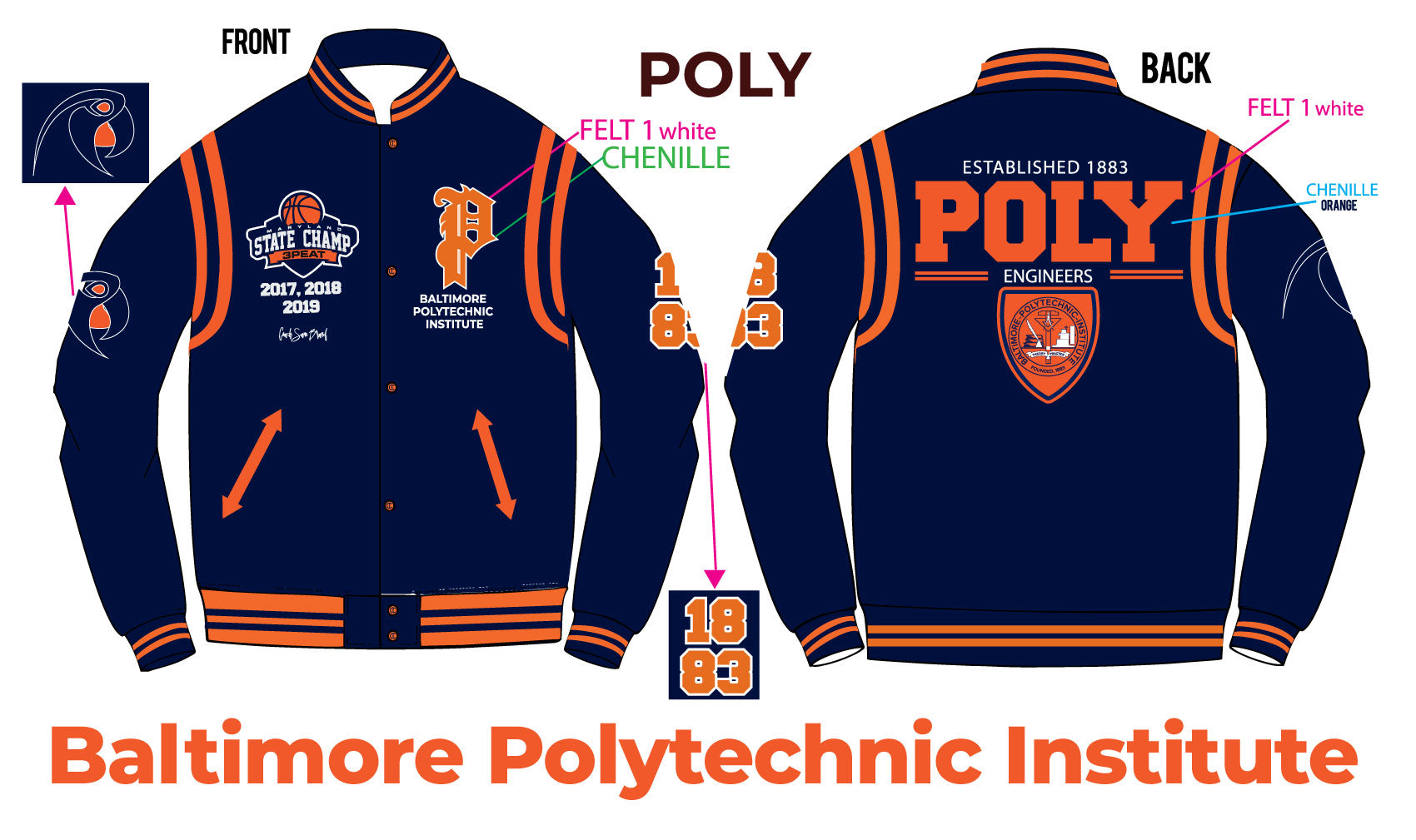 Baltimore Polytechnic Institute | VARSITY JACKET – collegiateluxe