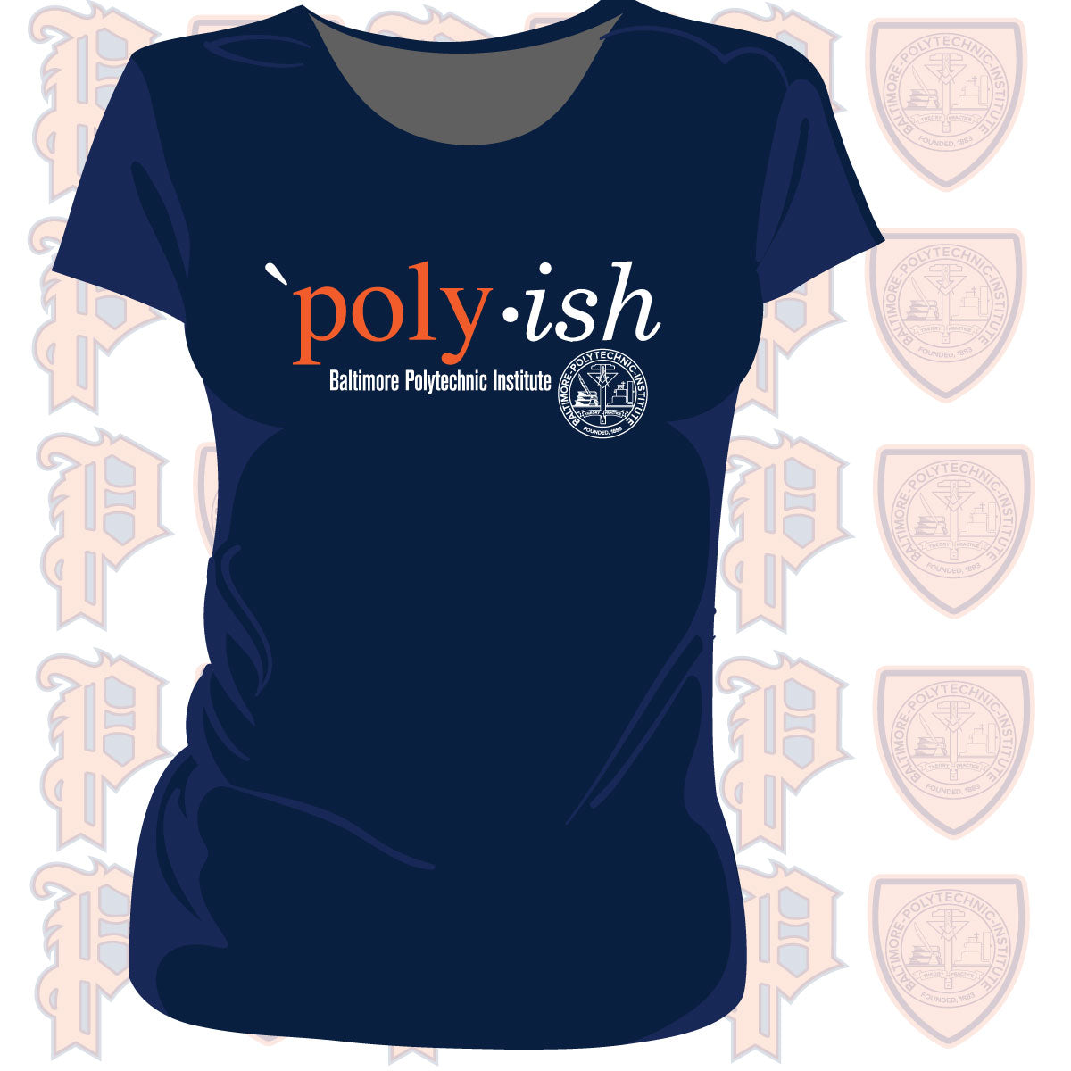 Baltimore Polytechnic Institute | POLY-ISH Navy Ladies Tees (Z)