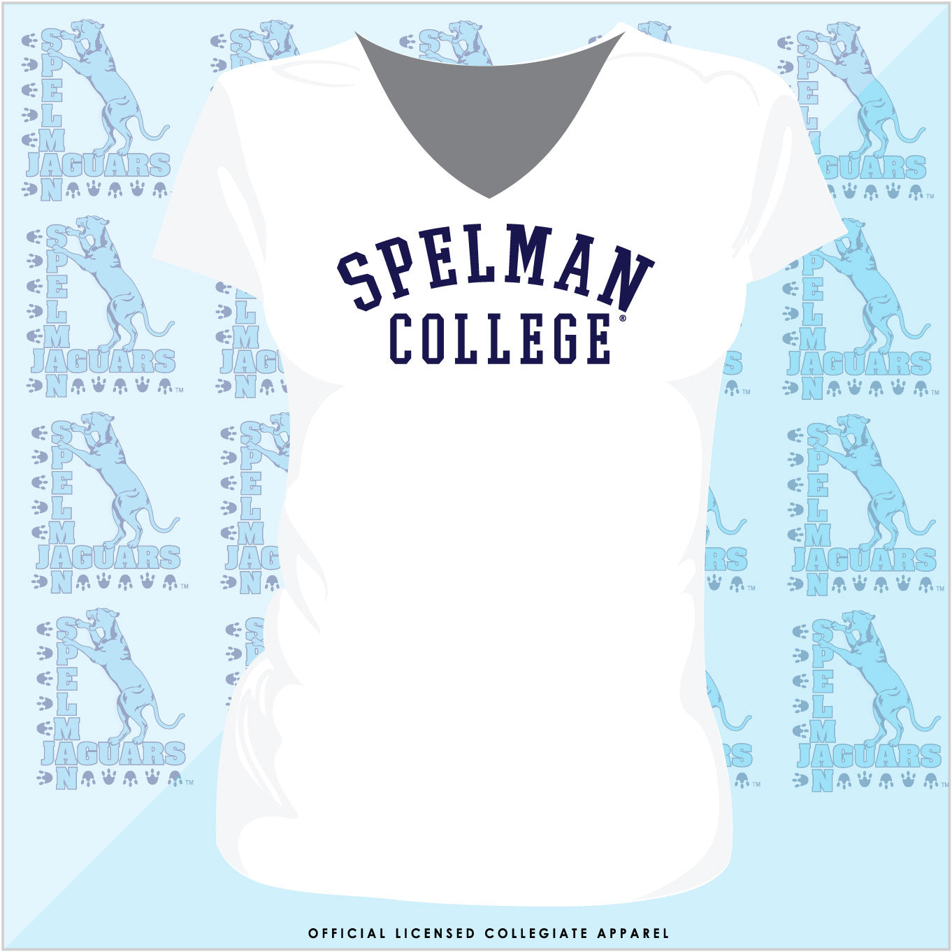 Spelman | UNIV ARCH |  Ladies White V-neck Tees -Z-