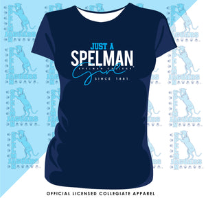 Spelman | JUST A GIRL Navy Ladies Tees (Z)