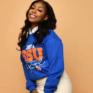 Savannah State | JUST A GIRL Royal Blue Unisex Sweatshirt -Z-