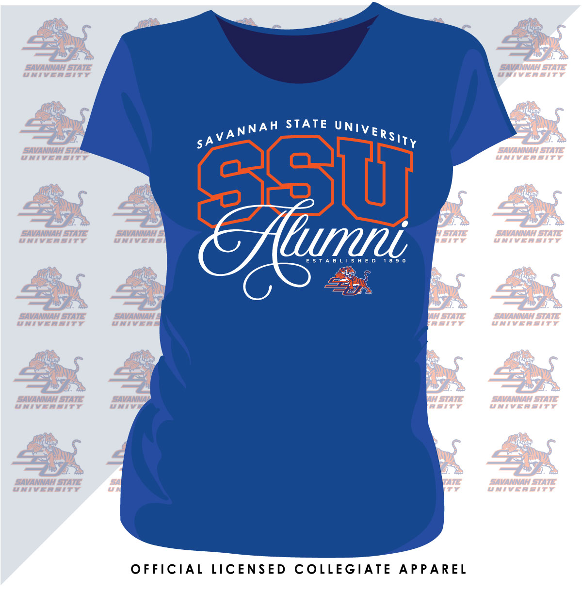 Savannah State | FANCY ALUMNI Royal Blue Ladies Tees  -Z-