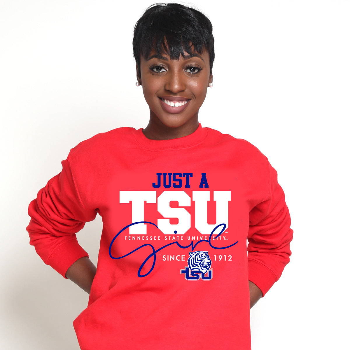 TennState  JUST A GIRL Red Unisex Sweatshirt -Z- – collegiateluxe