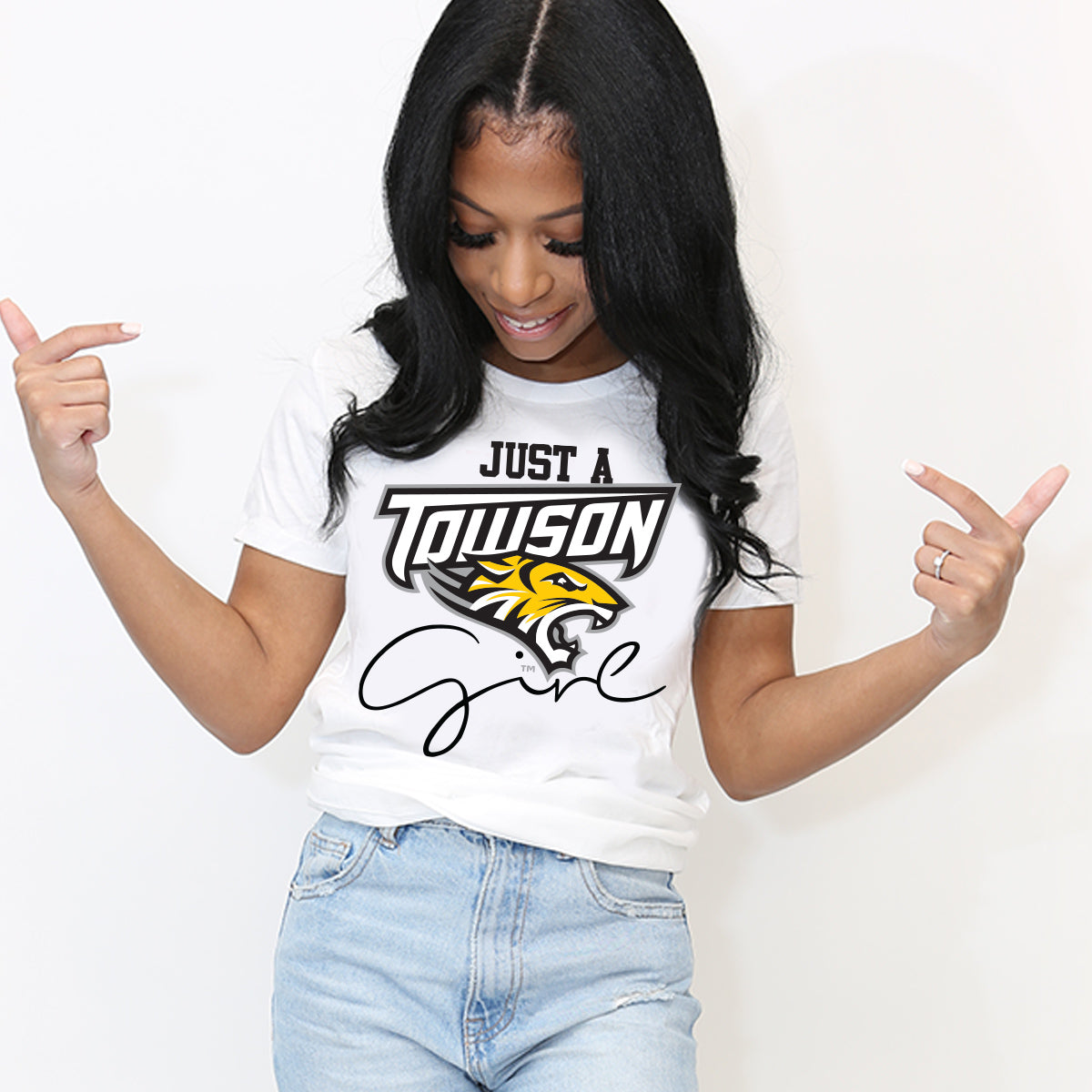 TOWSON UNIV | Just a TOWSON Girl | White Ladies Tees