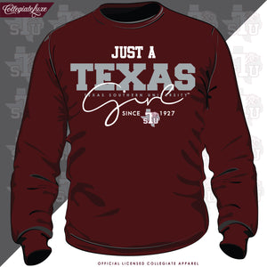 Texas Southern | Just A Girl Maroon Unisex Sweatshirt (z)