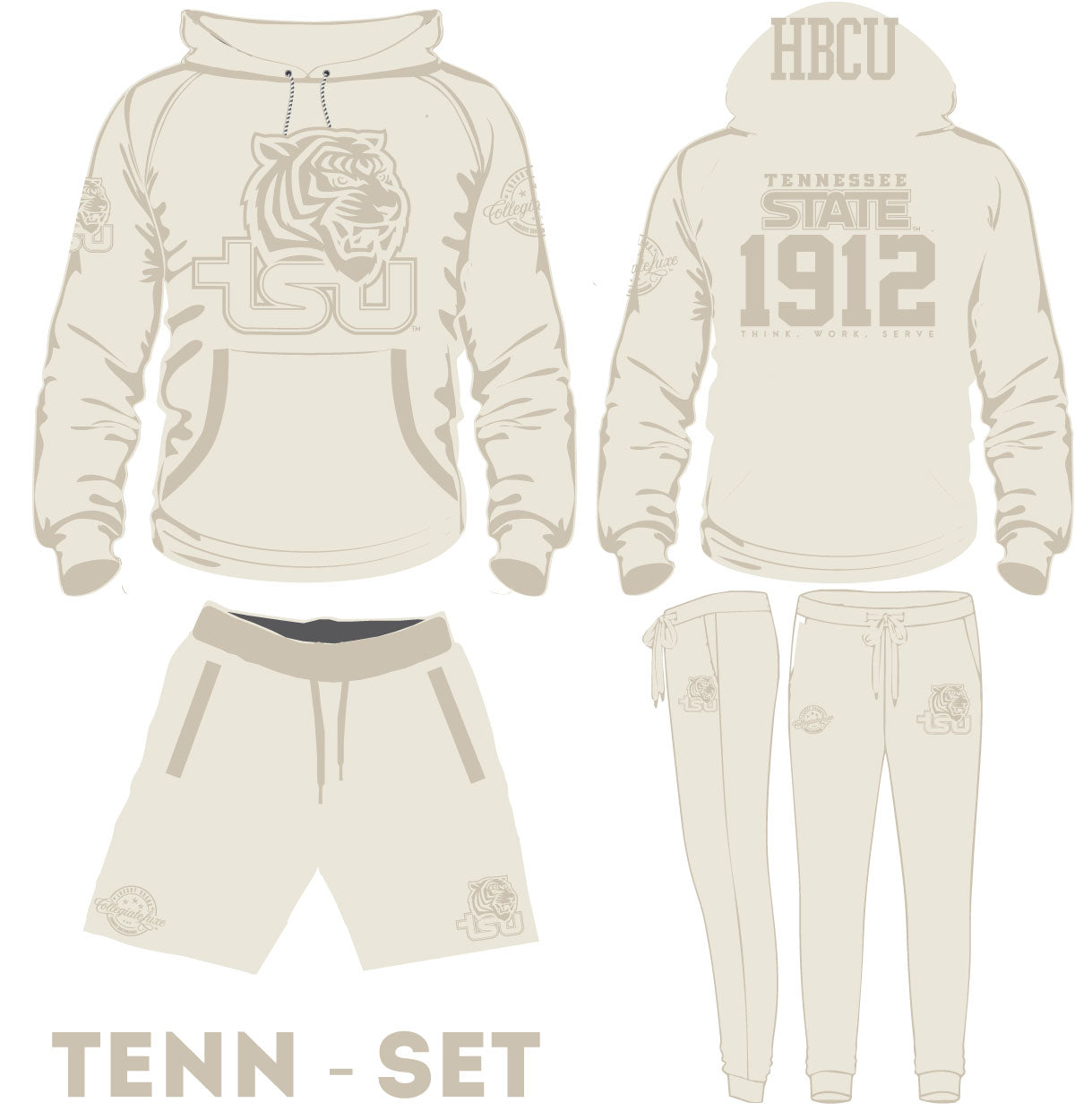 TennState  SET. | CREAM (Chenille) |  Hoodie / Jogger / GOAT Shorts