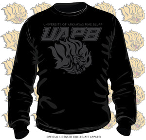 Arkansas at Pine Bluff | UAPB | Black on Black 3D PUFF  | Black unisex Sweatshirt