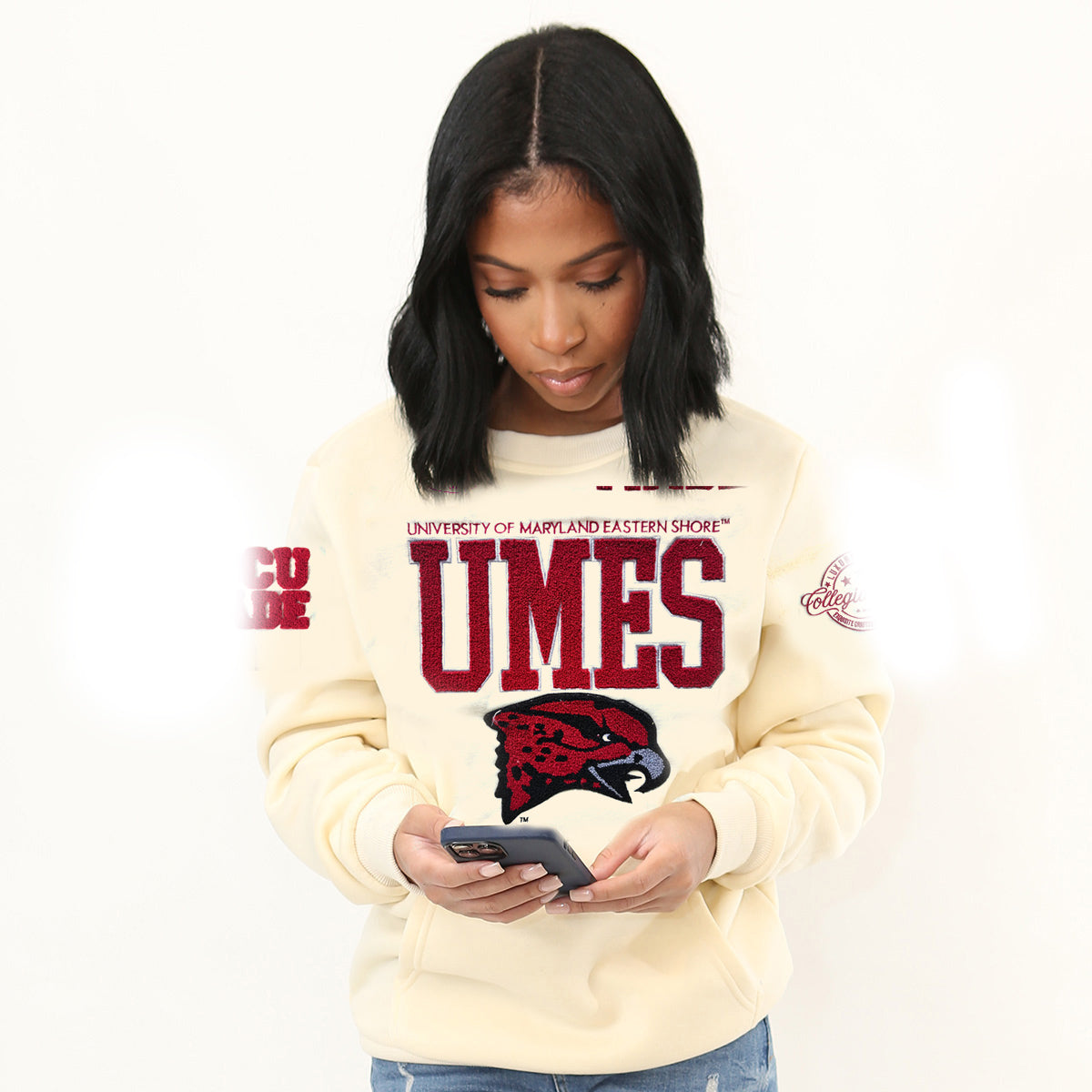 Pre Order (Aug 15) UMES Vintage CREAM Chenille LOGO Unisex Sweatshirt