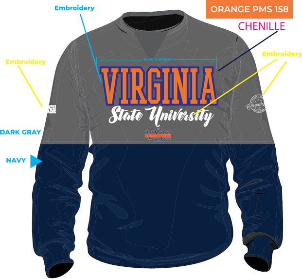 Virginia State  | THE VSU  GRAD | GRAY & NAVY UNISEX SWEATSHIRT