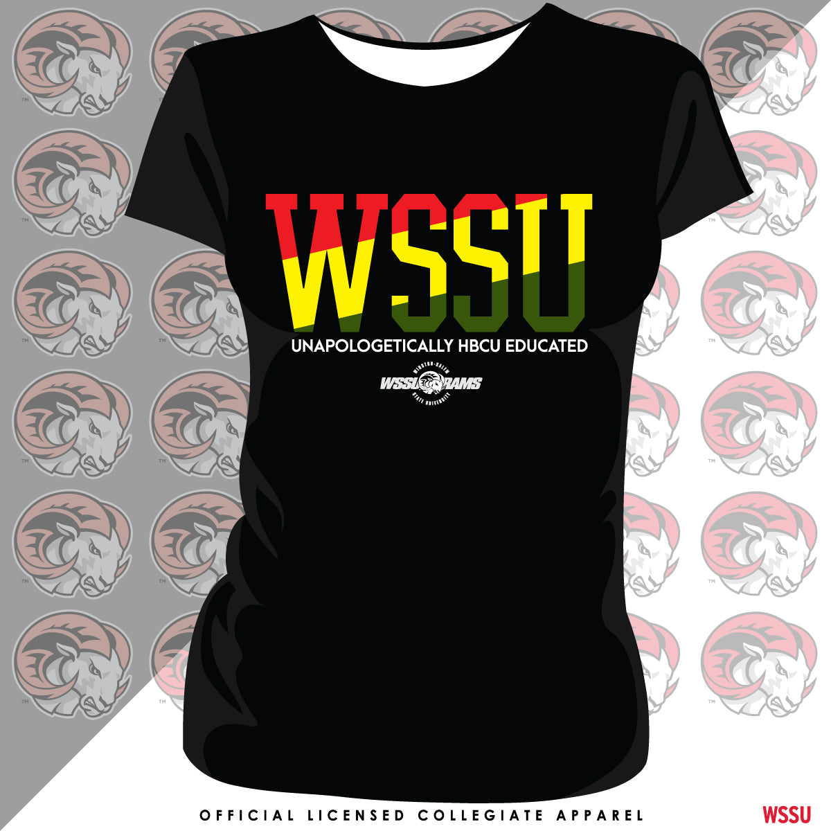 WSSU | 1892 Selassie RASTA Colors Black Ladies Tees