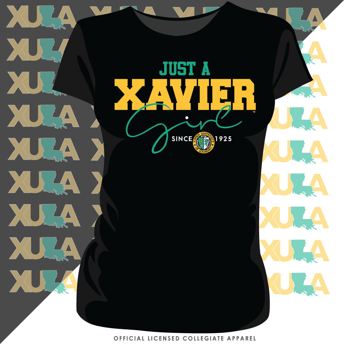 Xavier University | Just a Girl  Black Ladies Tees (z)