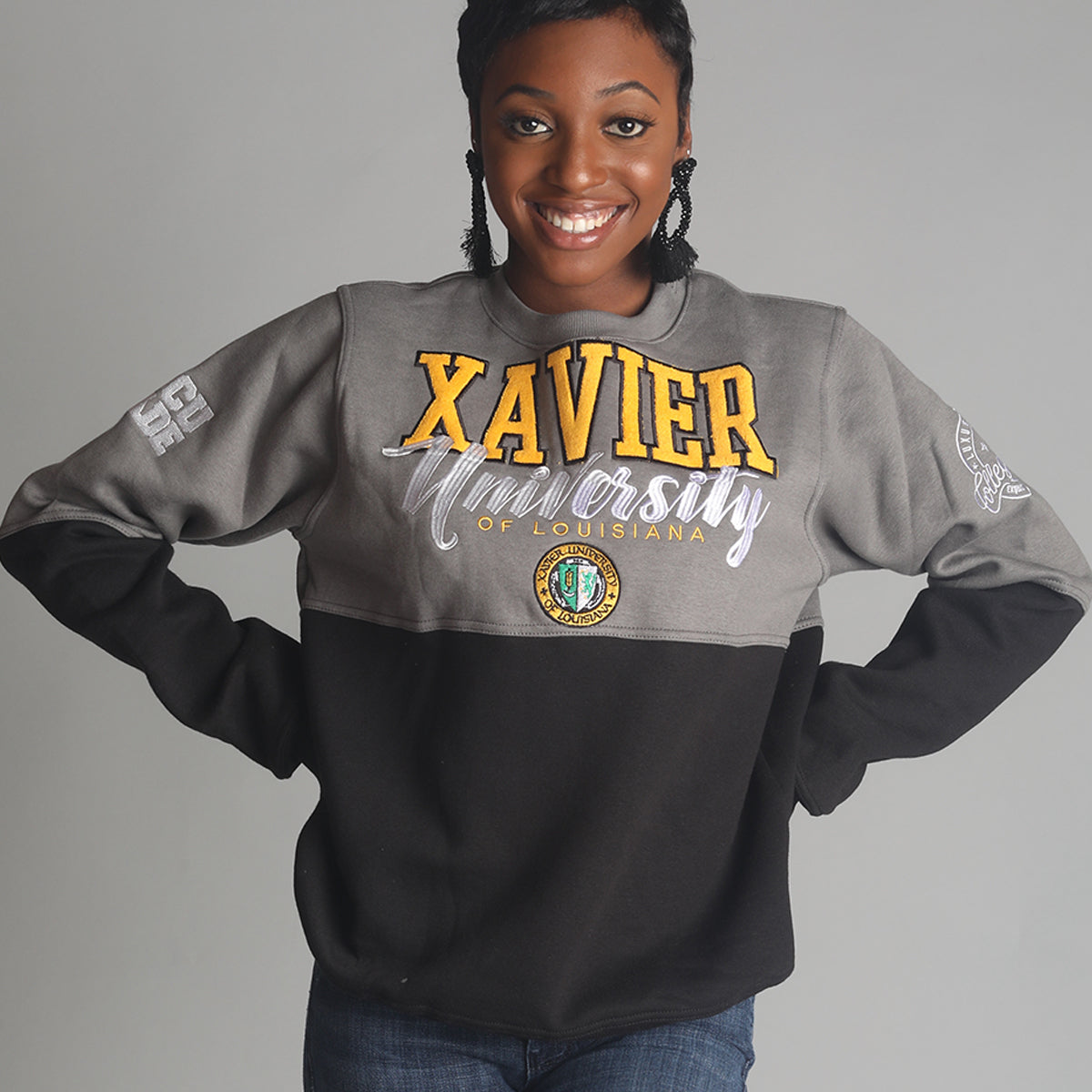 Xavier University | THE  GRAD | GRAY & BLACK UNISEX SWEATSHIRT