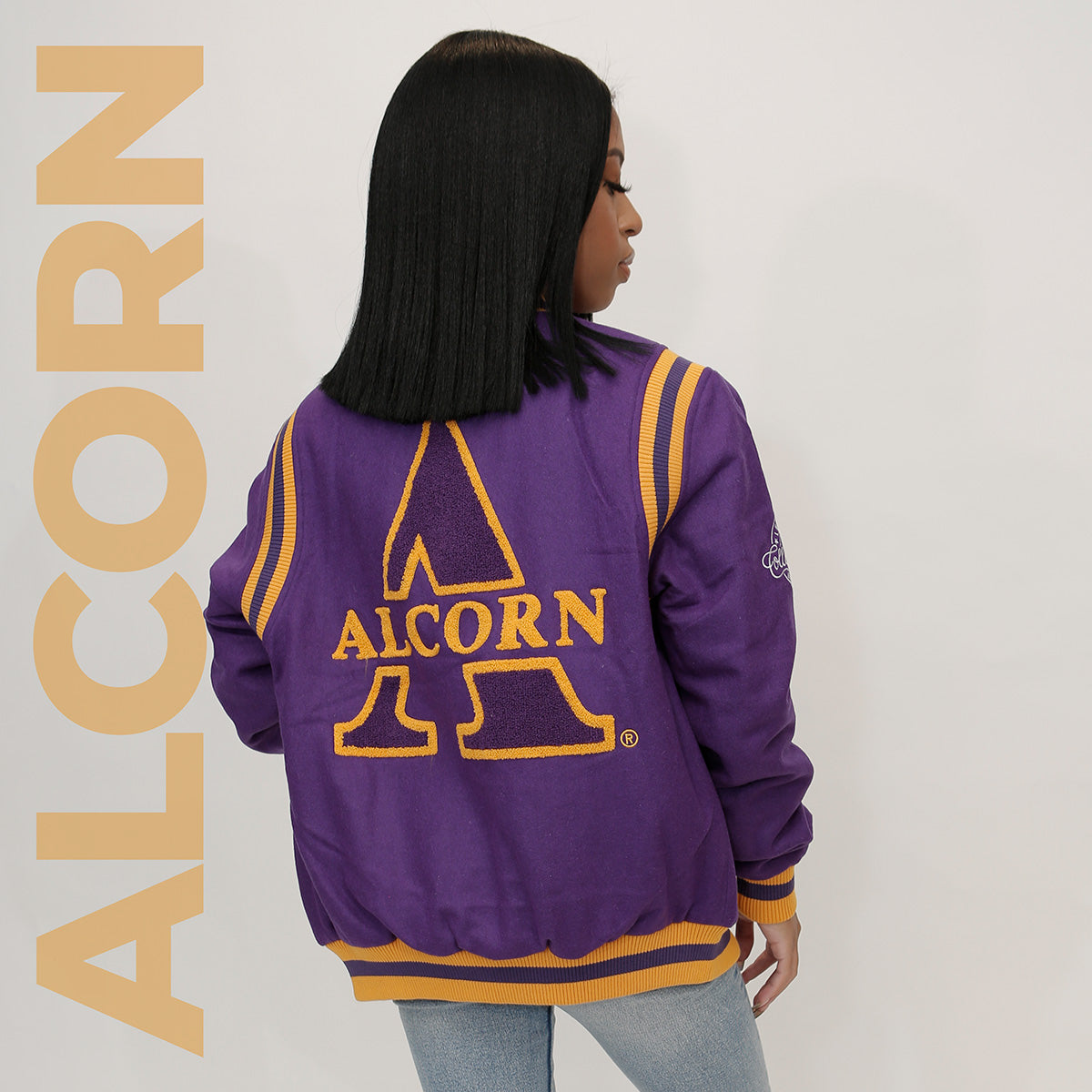 ALCORN  VARSITY JACKET Royal/ Purple UNISEX (K) – collegiateluxe