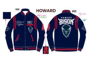 Howard Univ.|  VARSITY JACKET NAVY  UNISEX (aja)