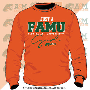 FAMU | JUST A GIRL Orange Unisex Sweatshirt (Z)