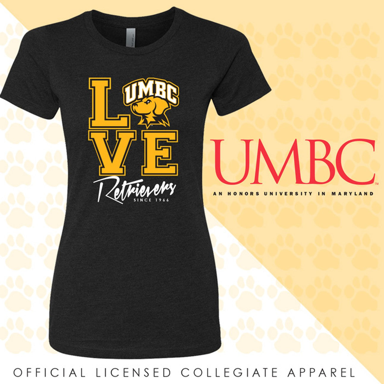 UMBC LOVE Black & Gold Ladies Tees
