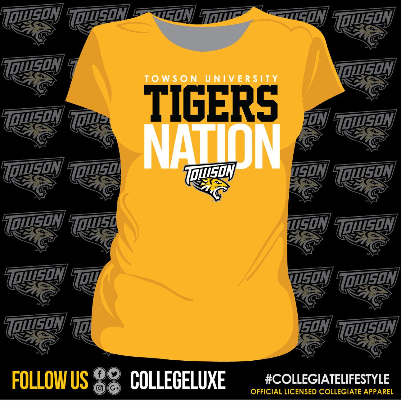 TIGER-NATION-TU 41818 Gold Ladies Tees (z)