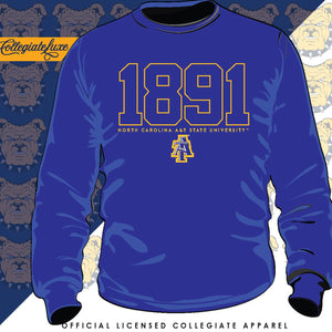 NC A&T AGGIES | EST. Vintage Royal Blue Luxury (DryFit) Sweatshirt