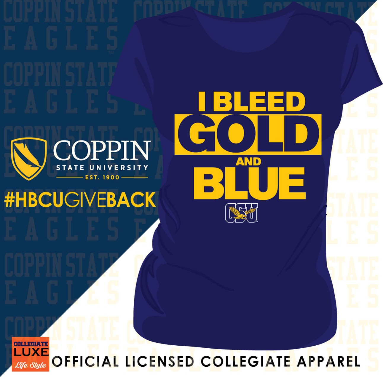 Coppin St. | I BLEED GLOD Navy Ladies Tees