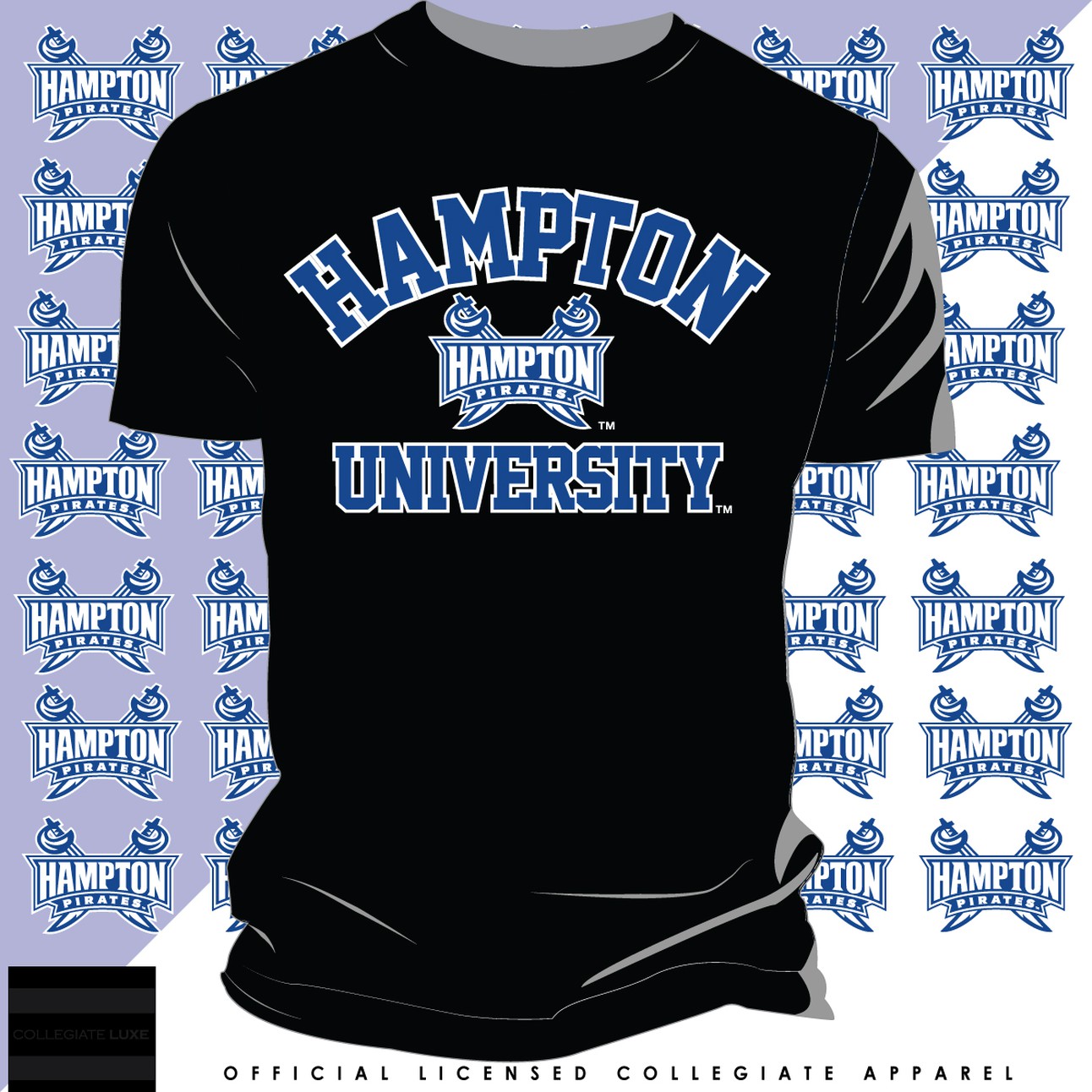 Hampton U | Univ. ARCH Black Unisex Tees (Z)