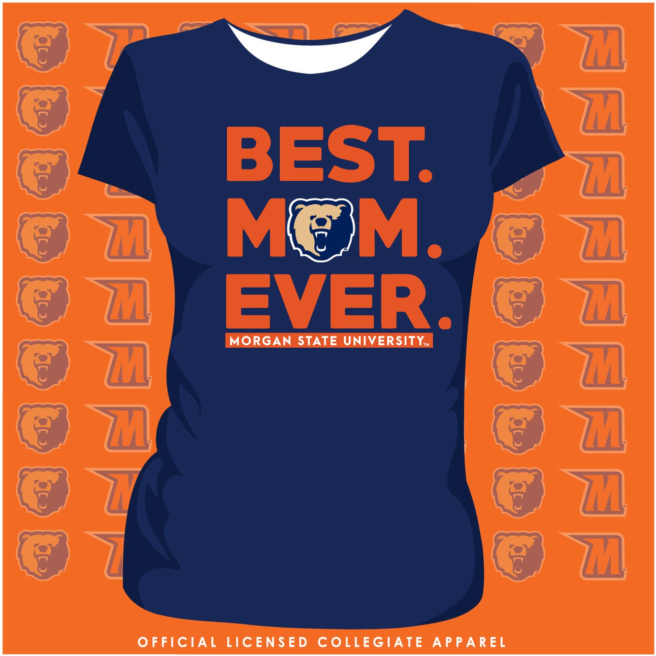 Morgan State | Best "MOM" Ever Navy Ladies Tees (z)