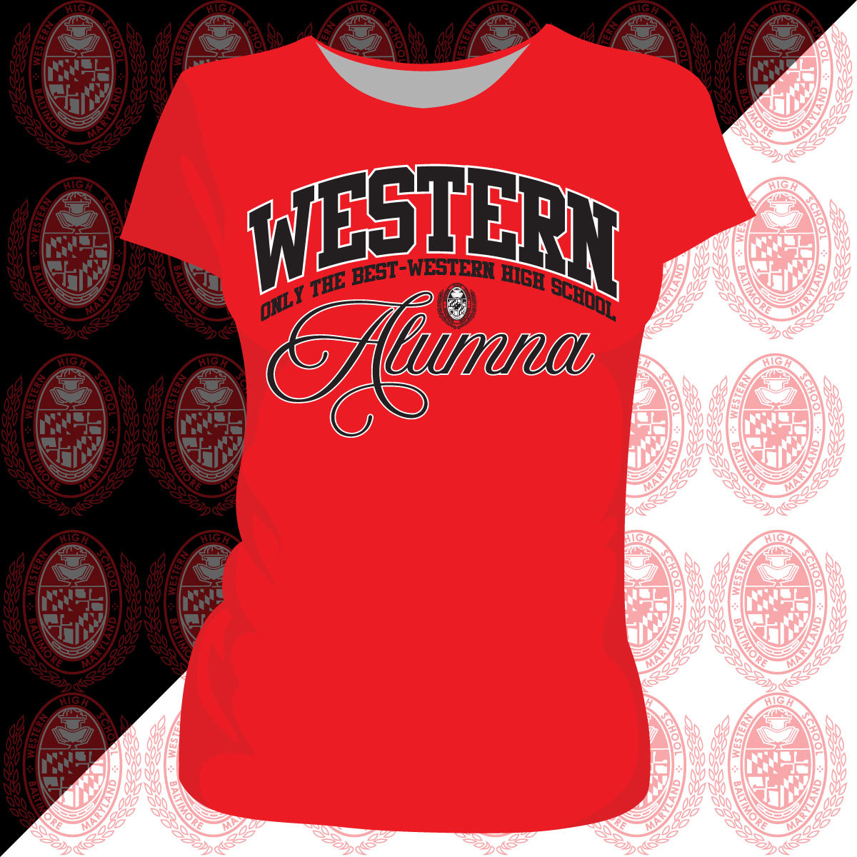 WESTERN HS | FANCY ALUMNAE Red Ladies Tees