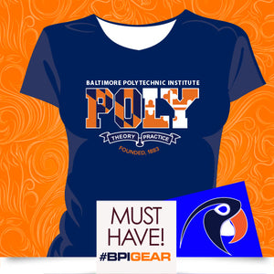 Baltimore Polytechnic Institute | POLY FLAG COLORS Navy Ladies Tees (Z)